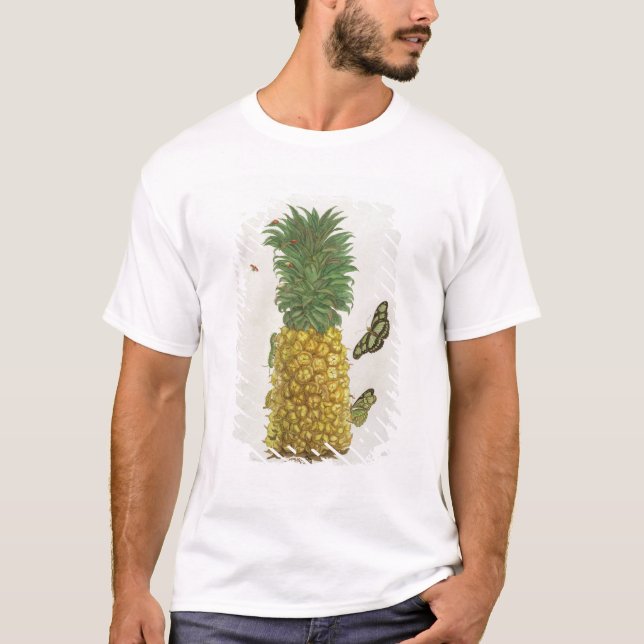 Ananas med vattenpelare och fjärilar (hand-c) tee (Framsida)