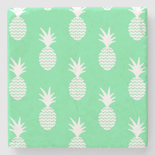 Ananas Mint Mönster 2 Underlägg Sten (Framsidan)