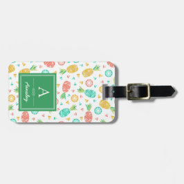 Ananas| Monogram för Grönt Bagagebricka