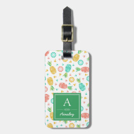 Ananas| Monogram för Grönt Bagagebricka