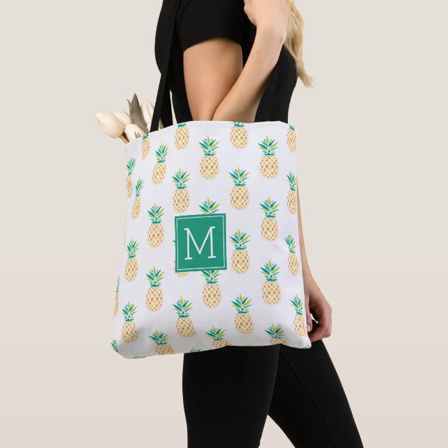 Ananas monogrammade tygkasse (Närbild)