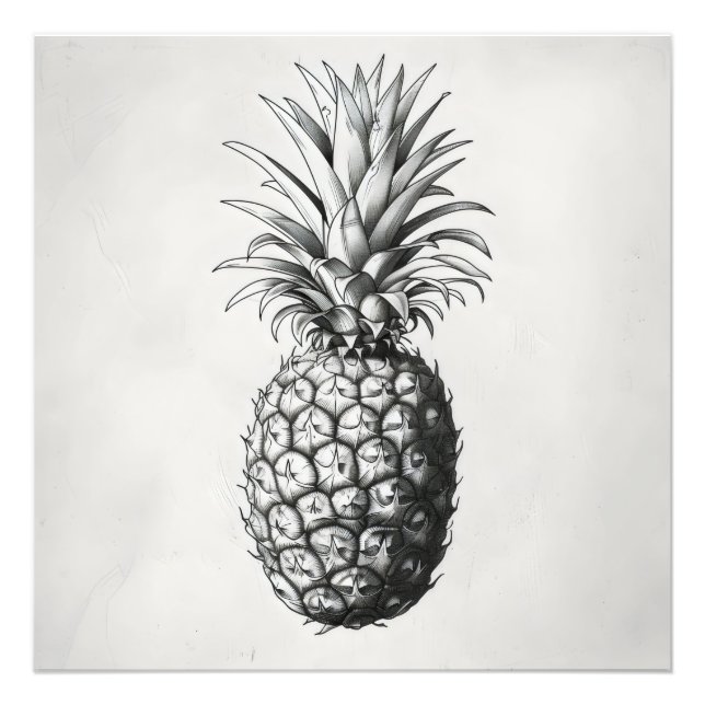 Ananas monokromatisk skiss fototryck (Framsidan)