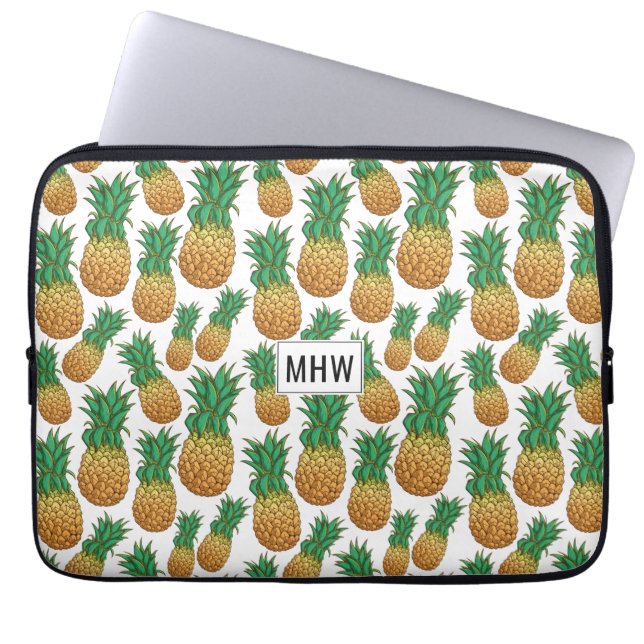 Ananas Mönster anpassningsbar monogram laptop slee Sleeve (Framsidan)