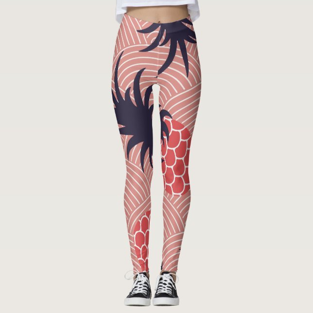 Ananas Mönster Geometric Leggings (Framsida)