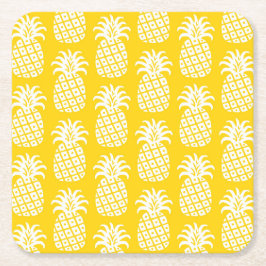 Ananas Mönster Gult och vit Underlägg Papper Kvadrat
