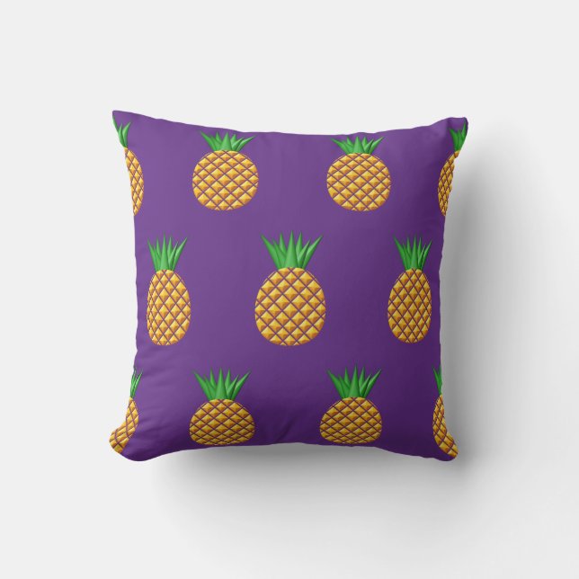 Ananas Mönster på Lila Kudde (Framsida)