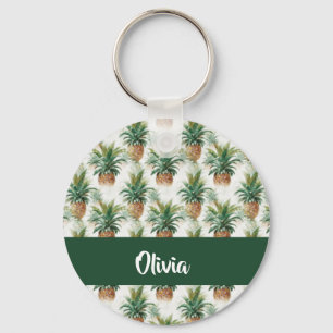 Ananas mönster på vitt nyckelring
