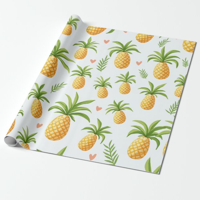 Ananas mönster-utformning papper presentpapper (Utrullad)