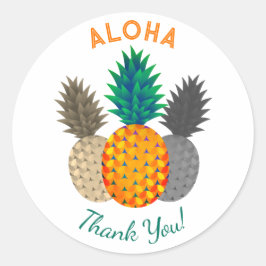 Ananas Motif Aloha Round Stickers Runt Klistermärke