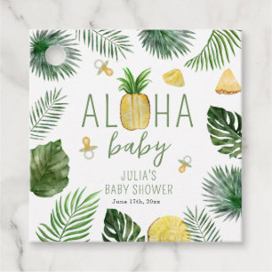 Ananas & Nappar Aloha Baby Shower Grönt Gåvor Etiketter