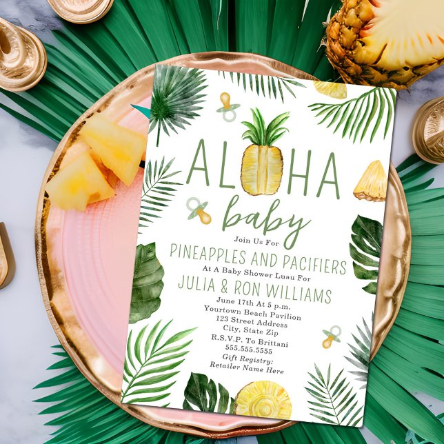 Ananas & Nappar Baby Shower Luau Inbjudningar (Skapare uppladdad)