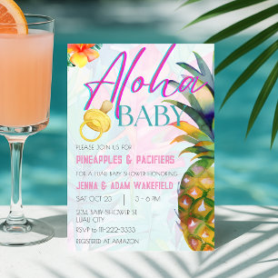 Ananas & Nappar Girl Aloha Luau Baby Shower Inbjudningar