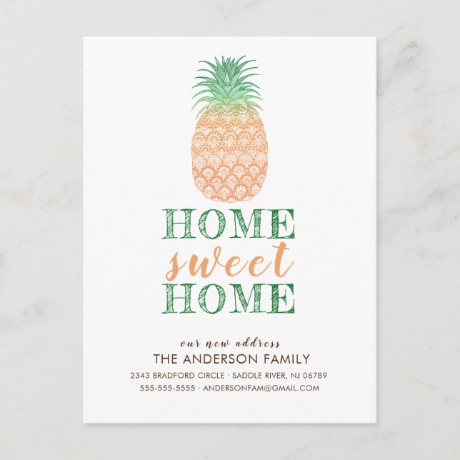 Ananas Nya adress anmälningskort Meddelande Vykort (Framsida)
