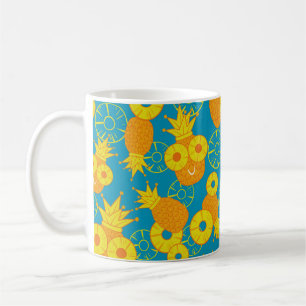 Ananas och ananas ringar. Sömlös dodlpapp Kaffemugg