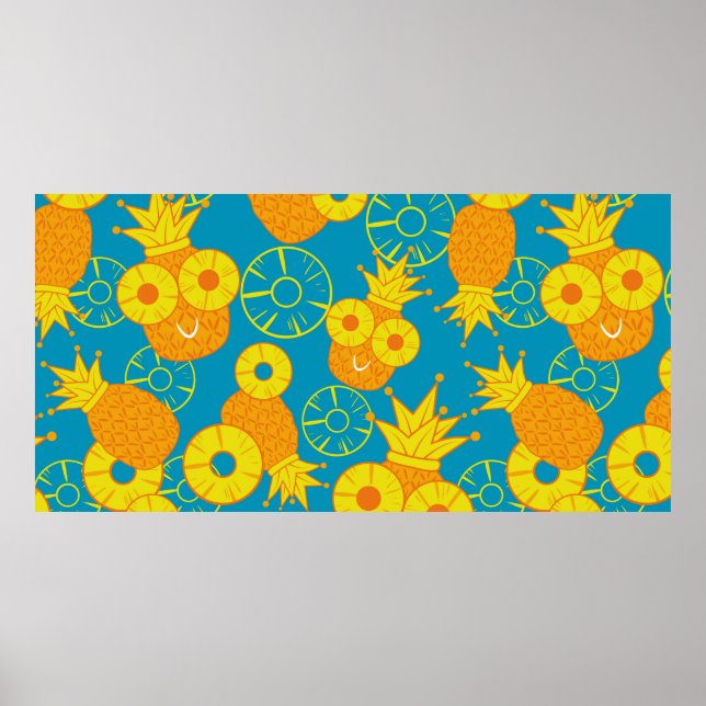 Ananas och ananas ringar. Sömlös dodlpapp Poster (Framsidan)