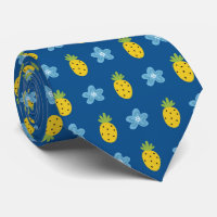 Ananas och blå Blommigt Tropical Mönster Blue