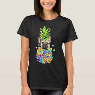 Ananas och blommor av Fransk, kute T Shirt