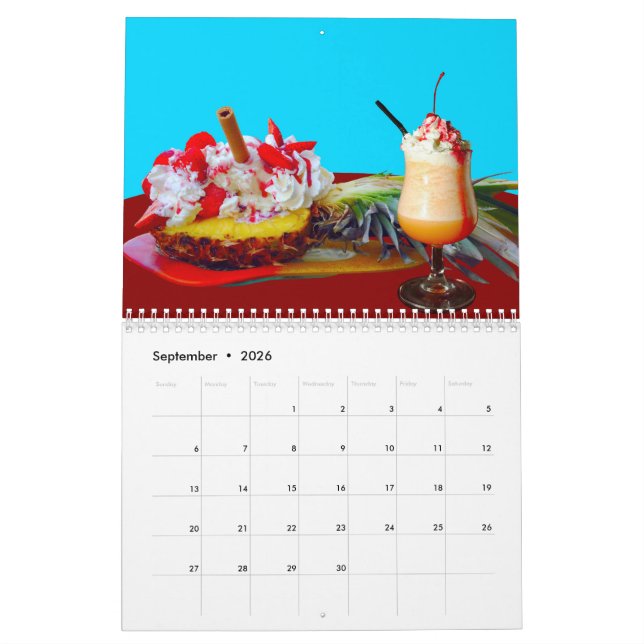 Ananas och glass med frukttröta kalender (Sep 2026)