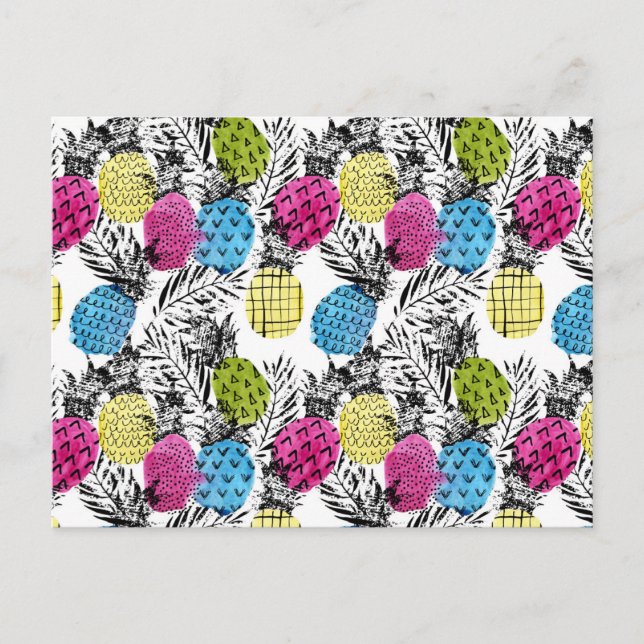 Ananas och Handflatan Löv 2 Vykort (Framsida)