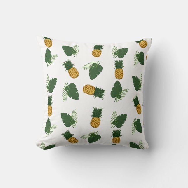 Ananas och Handflatan Löv Kudde (Framsida)