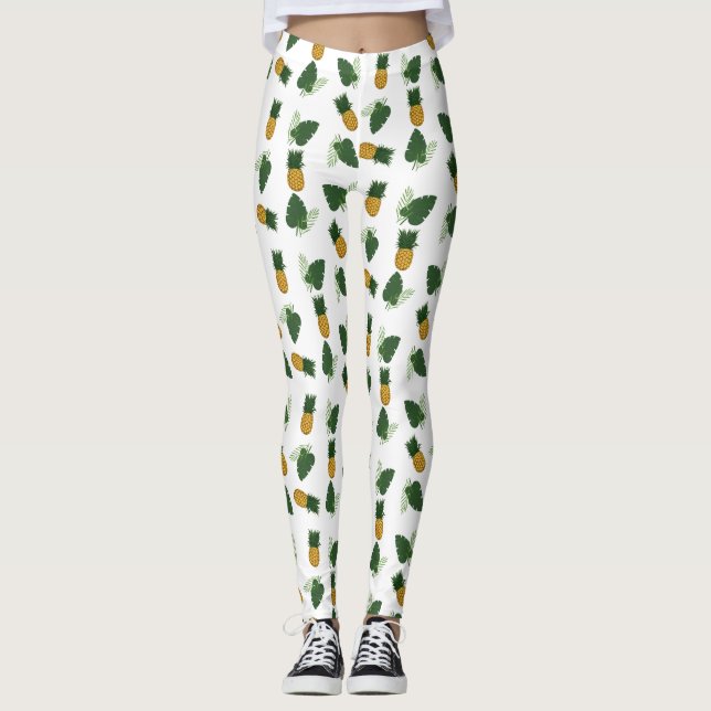 Ananas och Handflatan Löv Leggings (Framsida)