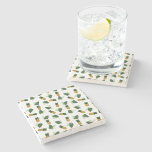 Ananas och Handflatan Löv Stenunderlägg