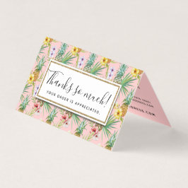 Ananas och Hibiscus Blommor Vattenfärg, Tack Kort