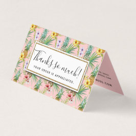 Ananas och Hibiscus Blommor Vattenfärg, Tack Kort