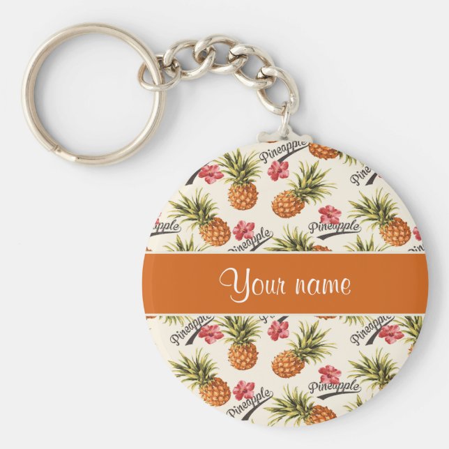 Ananas och Hibiscus Nyckelring (Framsidan)