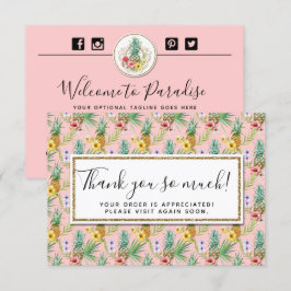 Ananas och Hibiscus vattenfärg - tackkort Inbjudningar