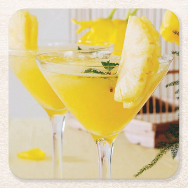 Ananas och ingefära Fresca cocktail Underlägg Papper Kvadrat (Framsidan)