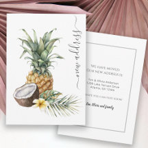 Ananas och kokosnötans tropiska Nya adress