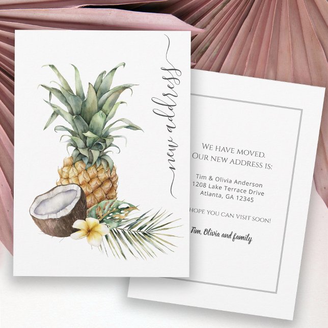 Ananas och kokosnötans tropiska Nya adress Meddelande (Skapare uppladdad)