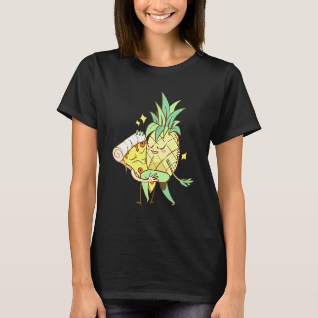 Ananas och Pizza Dancing Kärlek är Kärlek T Shirt (Framsida)