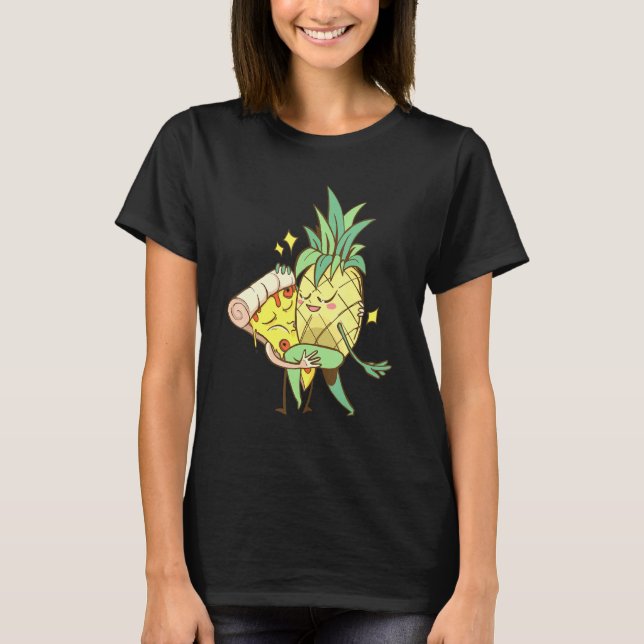 Ananas och Pizza Dancing Kärlek är Kärlek T Shirt (Framsida)