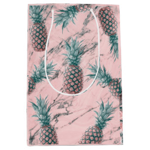 Ananas och Rosa Marble Swirl Modern Tropical Chic