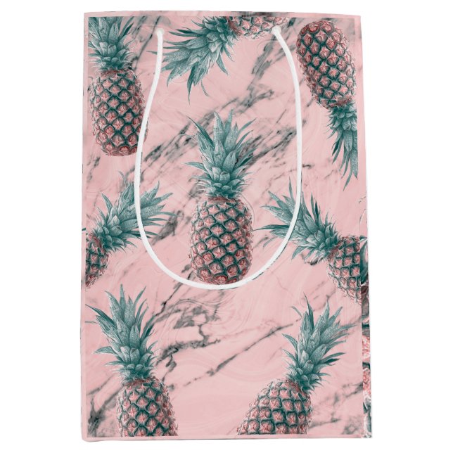 Ananas och Rosa Marble Swirl Modern Tropical Chic (Framsidan)