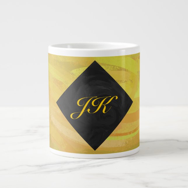 Ananas och svart monogram jumbo mugg (Framsidan)