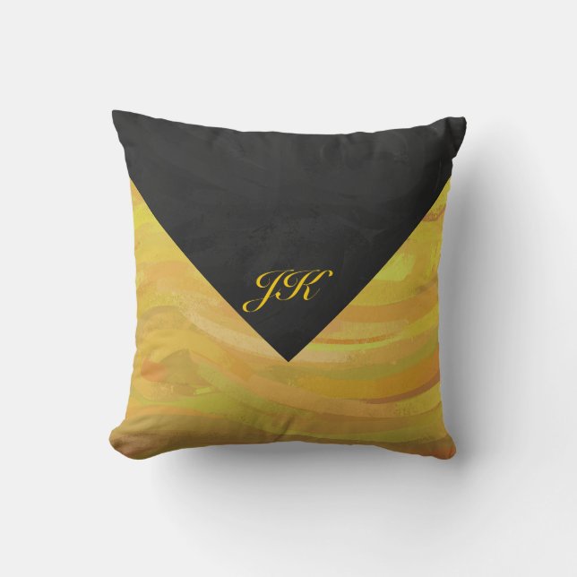 Ananas och svart monogram kudde (Framsida)