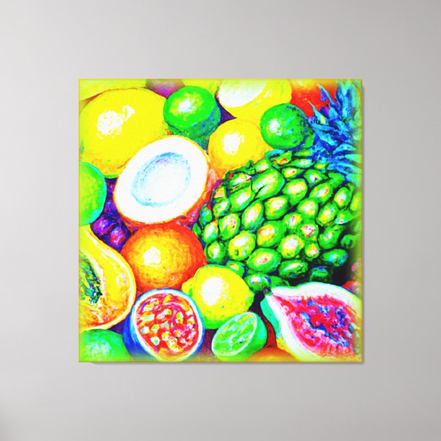 Ananas och tropiska frukter. Köp nu Canvastryck (Framsida)