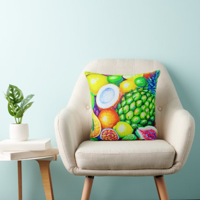 Ananas och tropiska frukter. Köp nu Kudde (Stol)