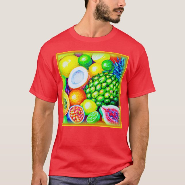 Ananas och tropiska frukter. Köp nu T Shirt (Framsida)