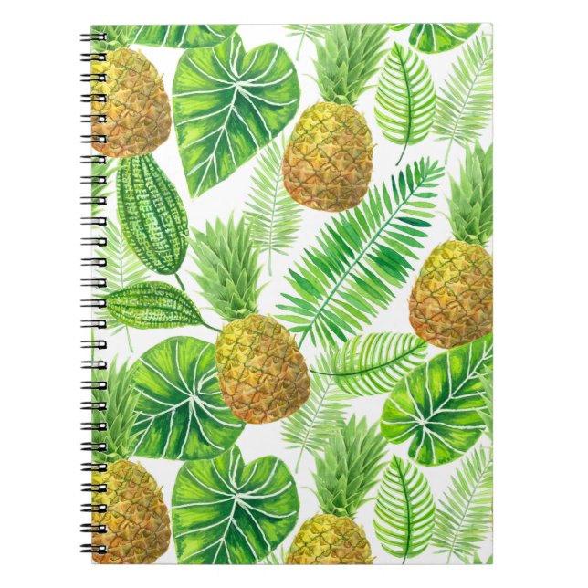 Ananas och tropiska löv anteckningsbok (Framsidan)