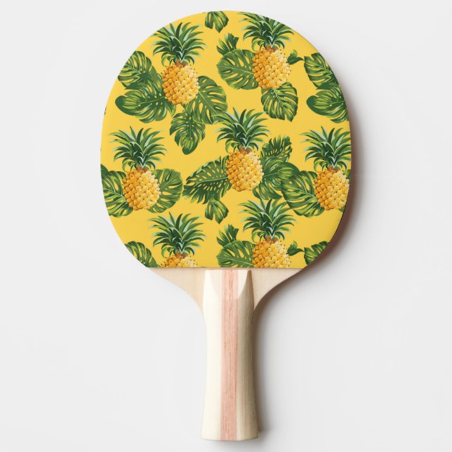 Ananas och tropiska Löv på Guld Pingisracket (Framsidan)