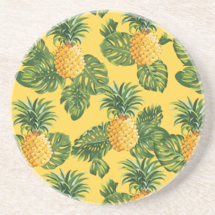 Ananas och tropiska Löv på Guld Underlägg