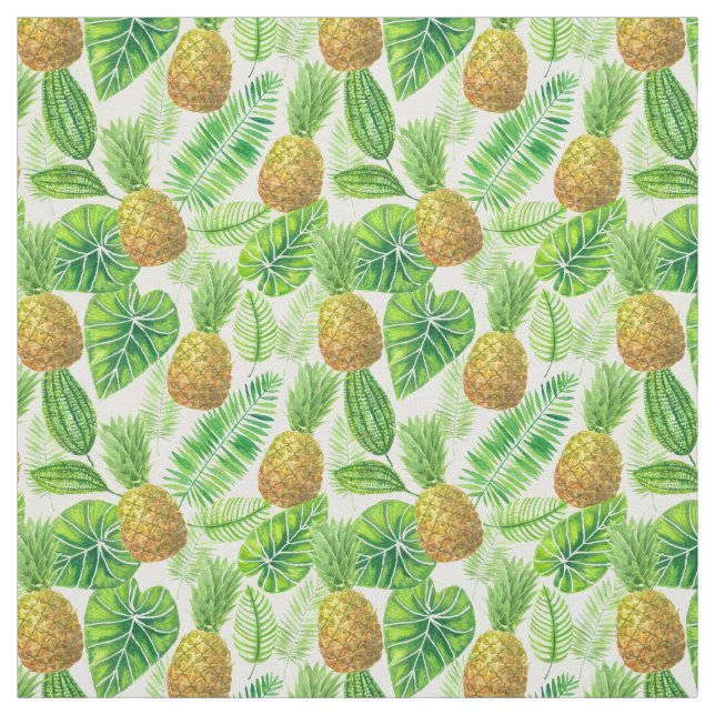 Ananas och tropiska löv tyg (Provkarta)