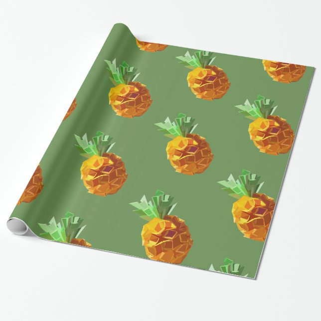 Ananas Origami Wrapping Papper Presentpapper (Utrullad)