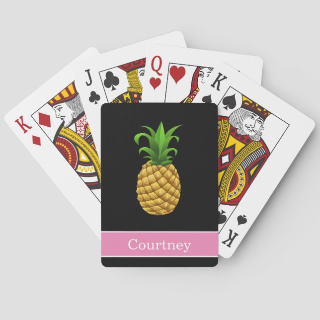 Ananas på Black med Rosa Namn Casinokort (Baksidan)