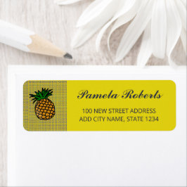 Ananas på block mönster returadress etikett