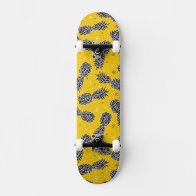 Ananas på guld mini skateboard bräda 18,7 cm (Framsida)